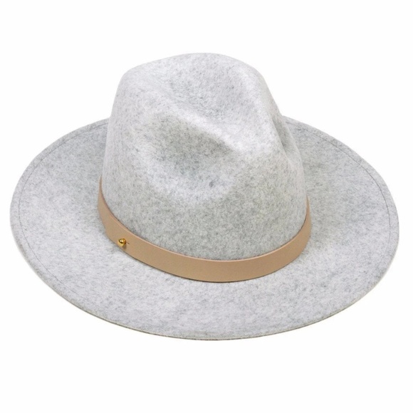 NWOT Lack Of Color Grey The Mack Fedora Leather Band Trim Boho Hat in Size M/57 - Picture 2 of 7